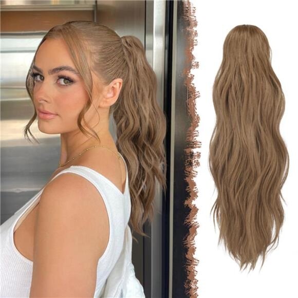 Other - Ponytail Extensions, Long Claw Clip in Light Brown Mix Natural